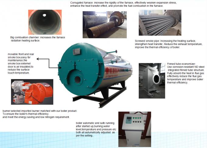 Tipo horizontal caldeira de gás natural industrial para a indústria têxtil 1-20t/H